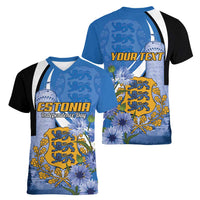 Estonia Independence Day Personalized Women V-Neck T-Shirt Pikk Hermann Tower Estonian Pride