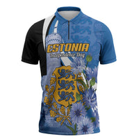 Estonia Independence Day Personalized Zipper Polo Shirt Pikk Hermann Tower Estonian Pride