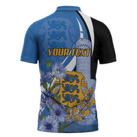 Estonia Independence Day Personalized Zipper Polo Shirt Pikk Hermann Tower Estonian Pride