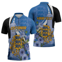 Estonia Independence Day Personalized Zipper Polo Shirt Pikk Hermann Tower Estonian Pride