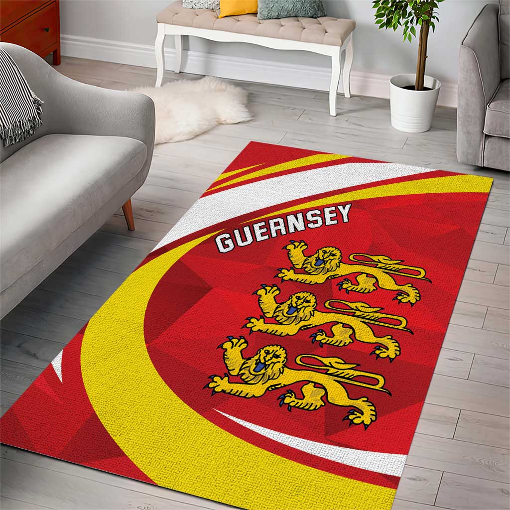 Guernsey Coat Of Arms Area Rug Sporty Style