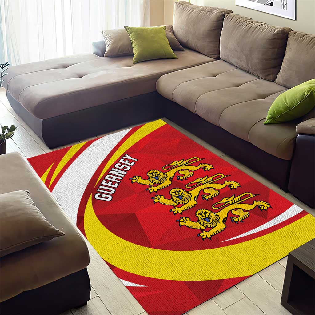 Guernsey Coat Of Arms Area Rug Sporty Style