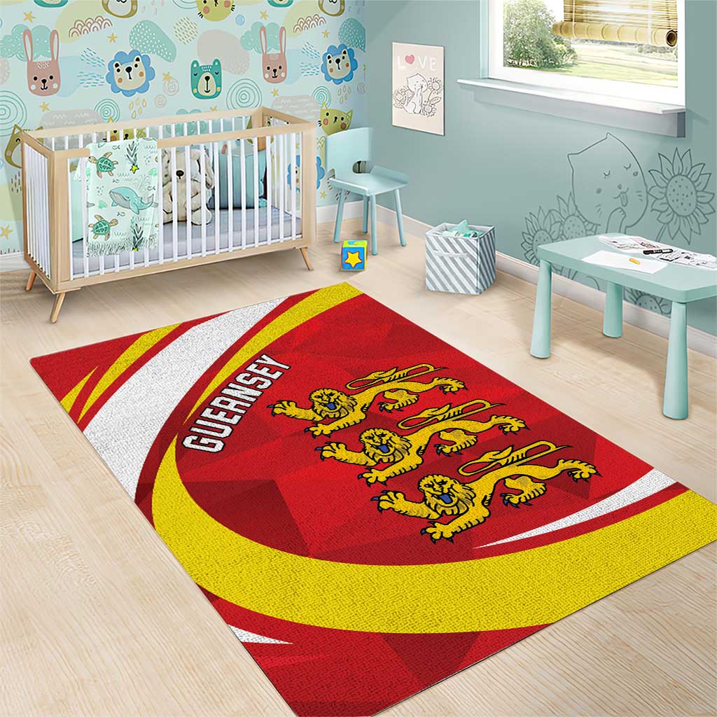 Guernsey Coat Of Arms Area Rug Sporty Style