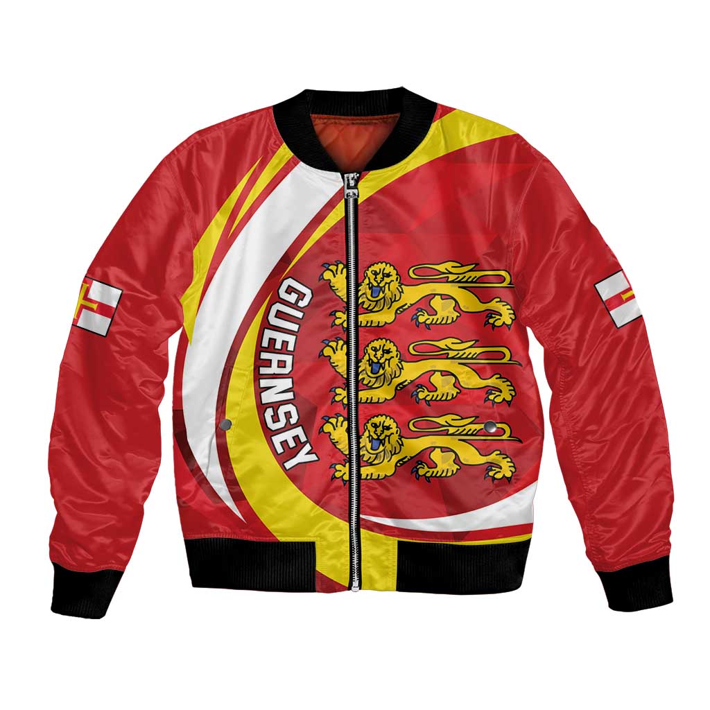 Guernsey Coat Of Arms Bomber Jacket Sporty Style