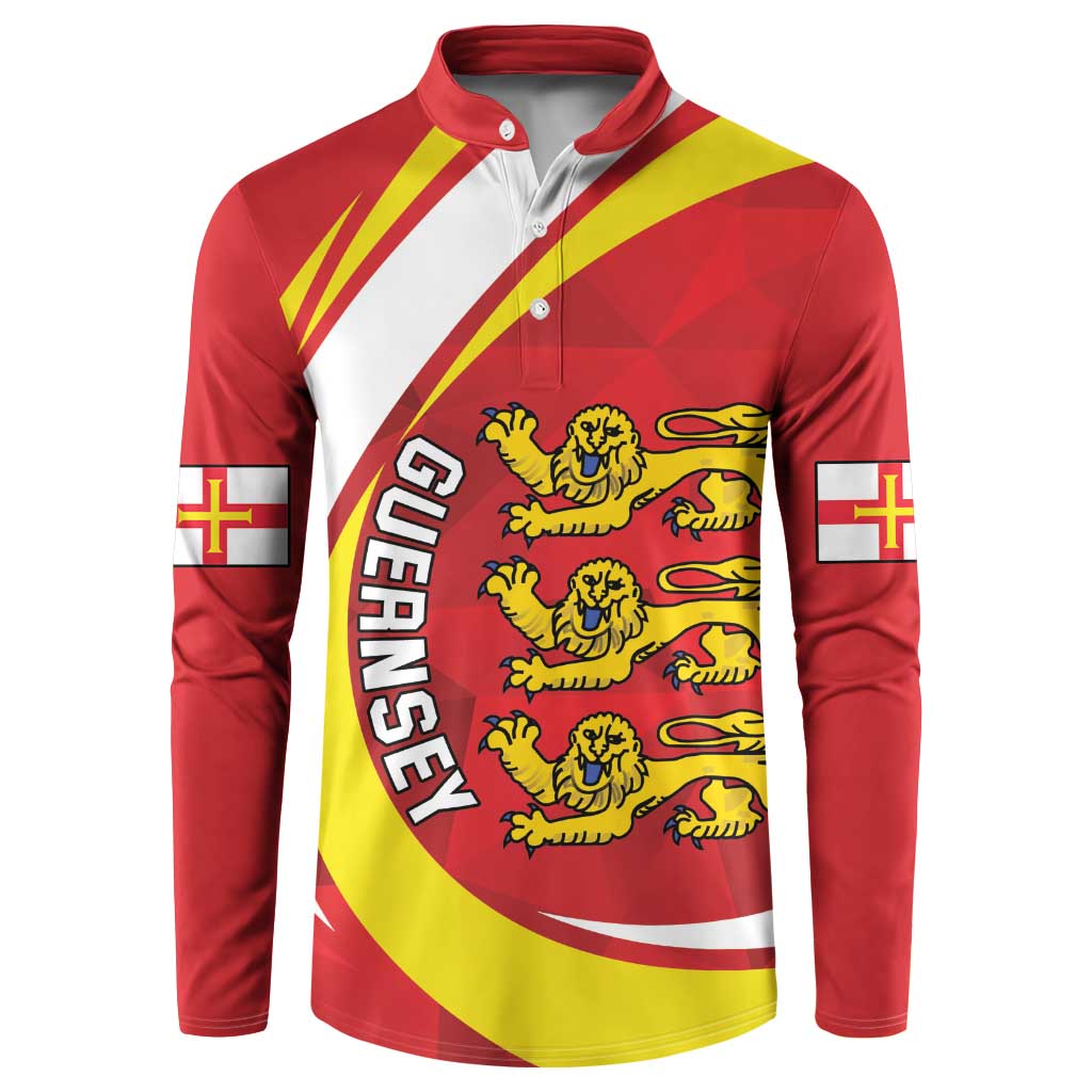 Guernsey Coat Of Arms Button Sweatshirt Sporty Style