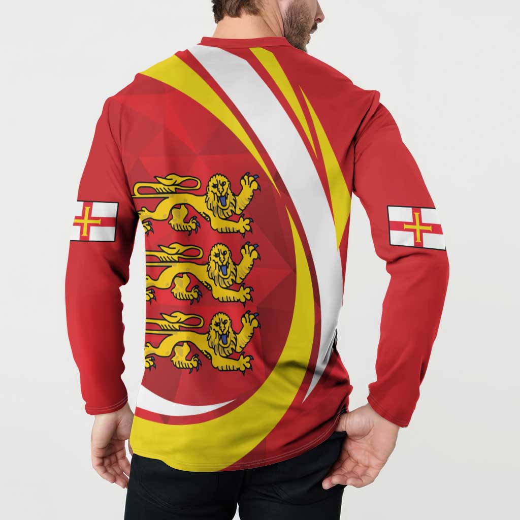 Guernsey Coat Of Arms Button Sweatshirt Sporty Style