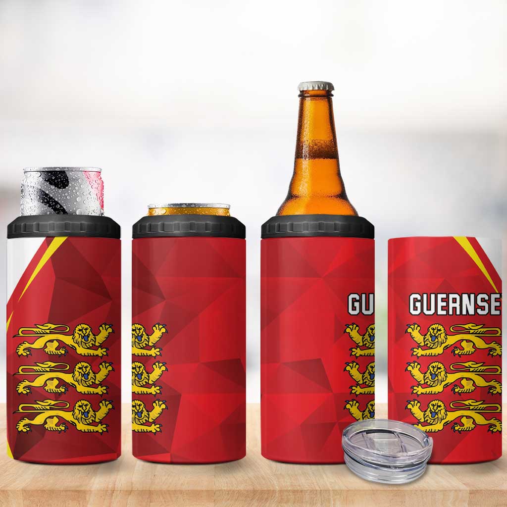Guernsey Coat Of Arms 4 in 1 Can Cooler Tumbler Sporty Style