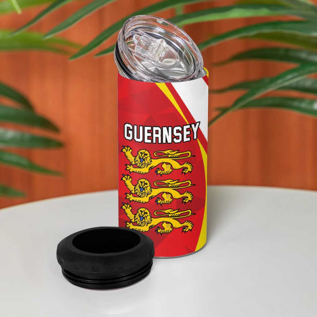Guernsey Coat Of Arms 4 in 1 Can Cooler Tumbler Sporty Style