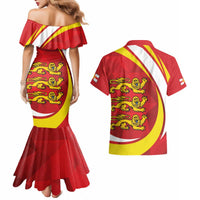 Guernsey Coat Of Arms Couples Matching Mermaid Dress and Hawaiian Shirt Sporty Style