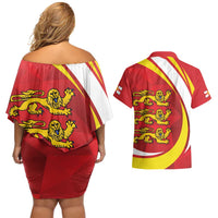 Guernsey Coat Of Arms Couples Matching Off Shoulder Short Dress and Hawaiian Shirt Sporty Style