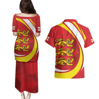 Guernsey Coat Of Arms Couples Matching Puletasi and Hawaiian Shirt Sporty Style