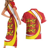 Guernsey Coat Of Arms Couples Matching Short Sleeve Bodycon Dress and Hawaiian Shirt Sporty Style