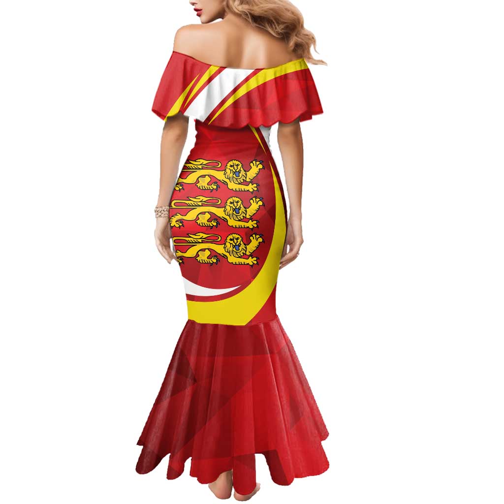 Guernsey Coat Of Arms Family Matching Mermaid Dress and Hawaiian Shirt Sporty Style