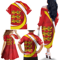 Guernsey Coat Of Arms Family Matching Off The Shoulder Long Sleeve Dress and Hawaiian Shirt Sporty Style