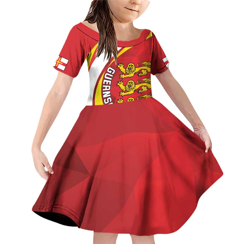 Guernsey Coat Of Arms Family Matching Off Shoulder Short Dress and Hawaiian Shirt Sporty Style