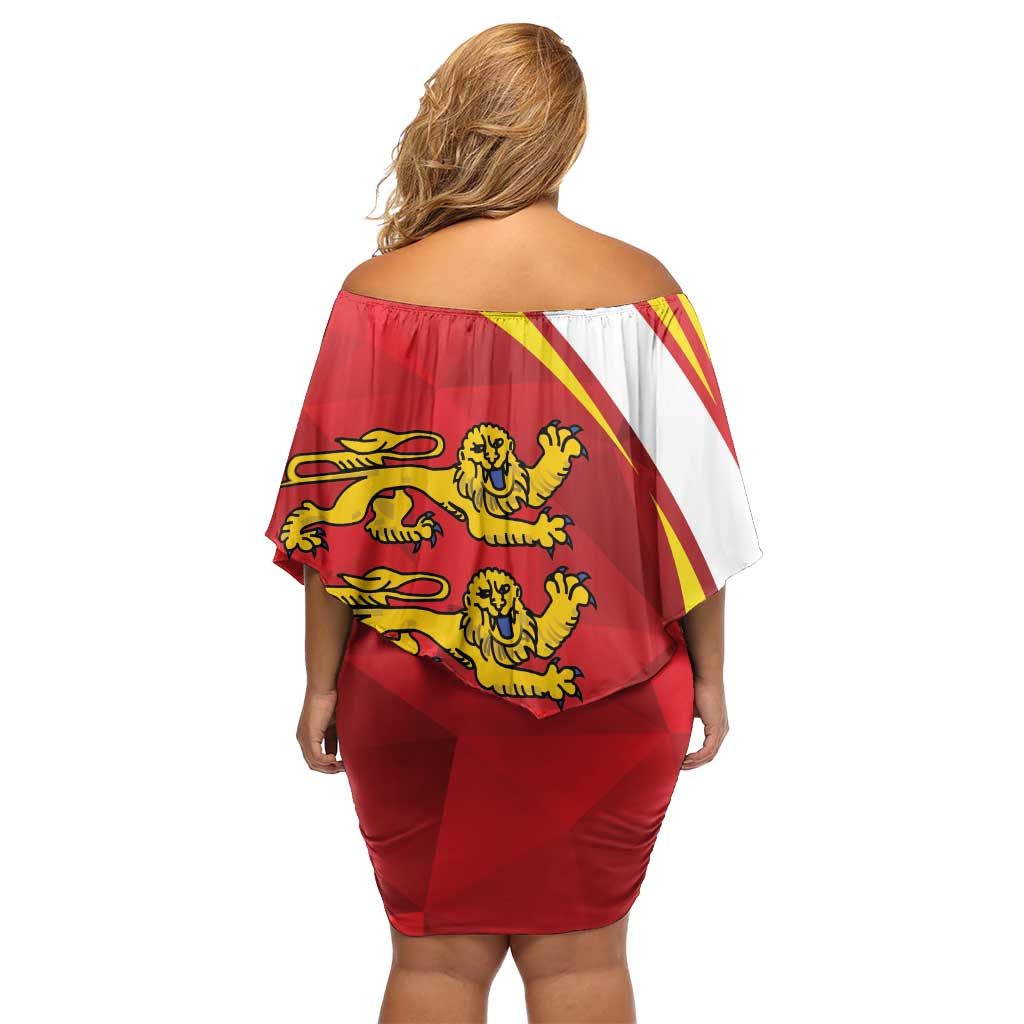 Guernsey Coat Of Arms Family Matching Off Shoulder Short Dress and Hawaiian Shirt Sporty Style