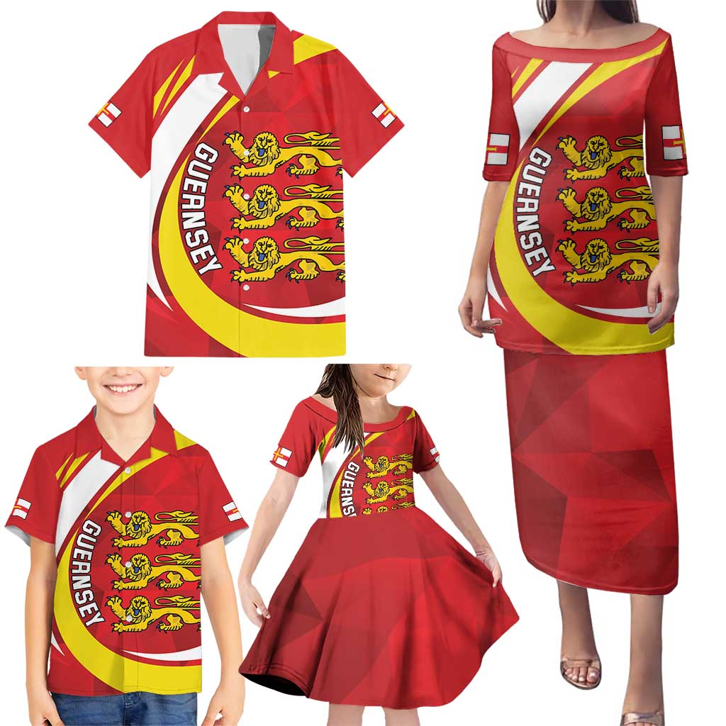 Guernsey Coat Of Arms Family Matching Puletasi and Hawaiian Shirt Sporty Style