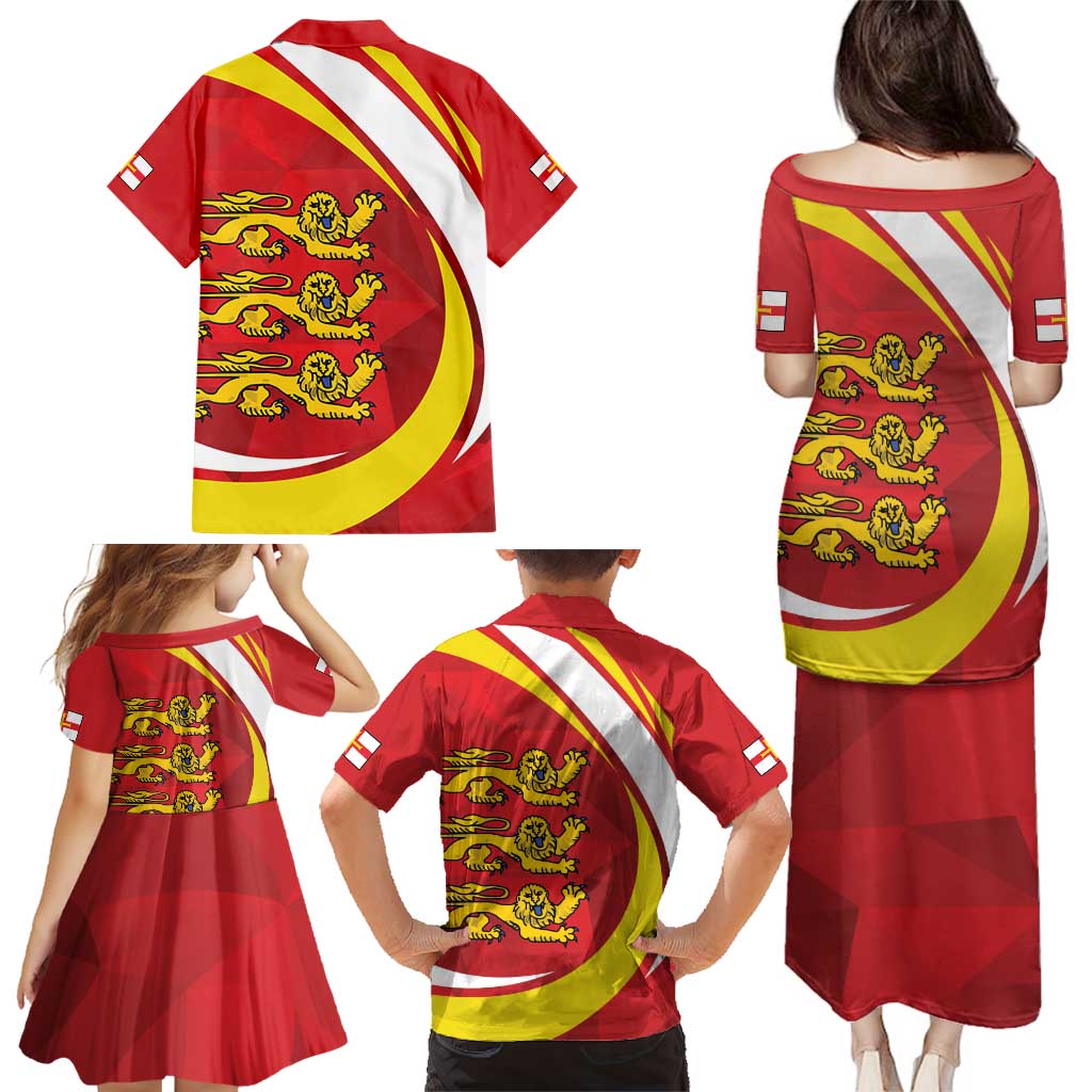 Guernsey Coat Of Arms Family Matching Puletasi and Hawaiian Shirt Sporty Style