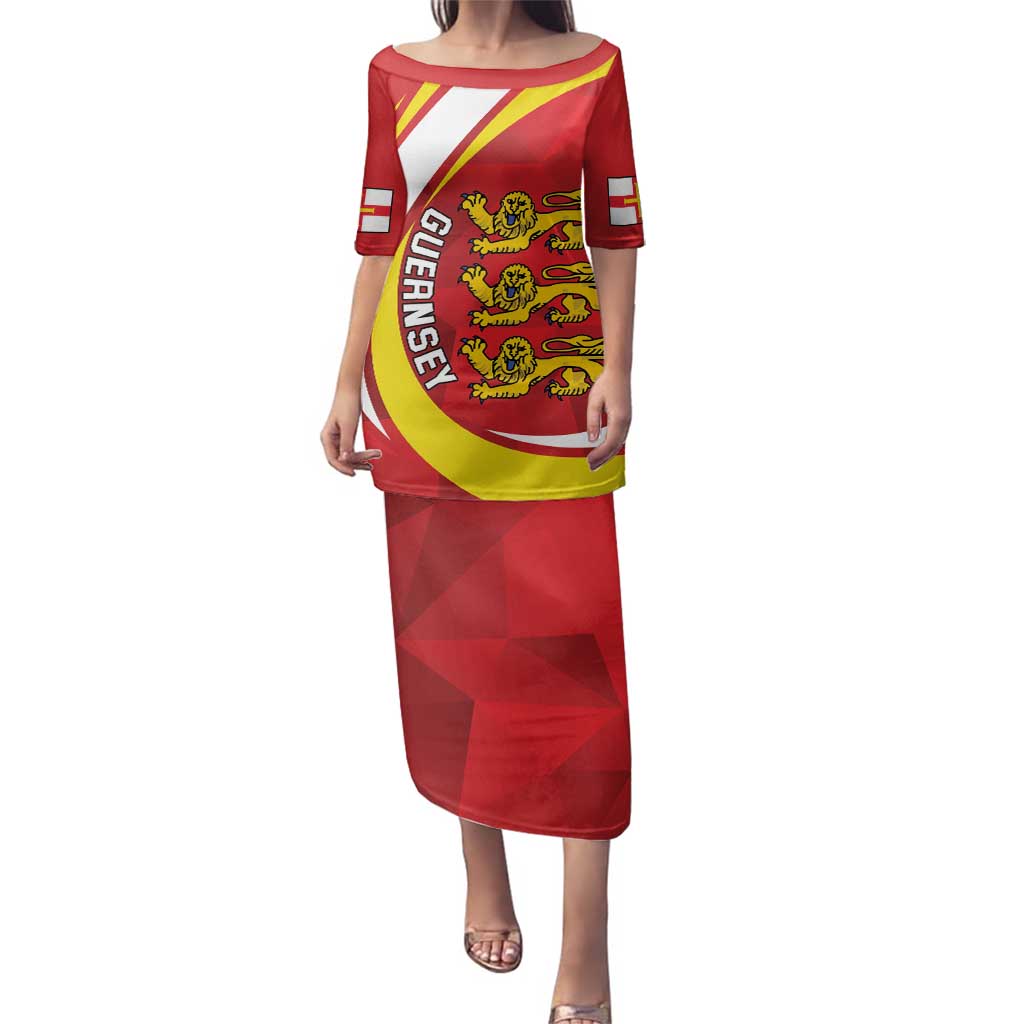 Guernsey Coat Of Arms Family Matching Puletasi and Hawaiian Shirt Sporty Style