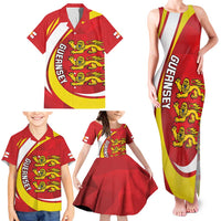 Guernsey Coat Of Arms Family Matching Tank Maxi Dress and Hawaiian Shirt Sporty Style