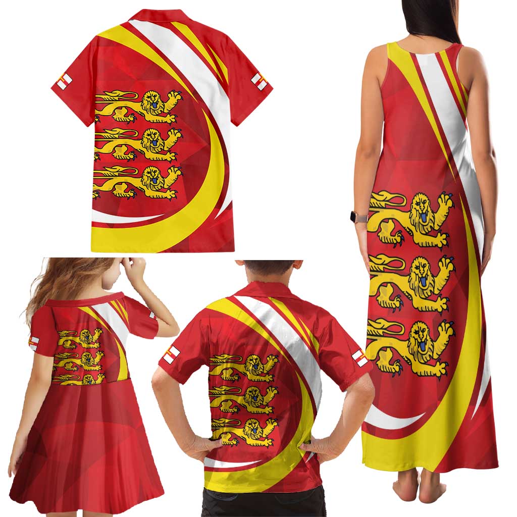 Guernsey Coat Of Arms Family Matching Tank Maxi Dress and Hawaiian Shirt Sporty Style