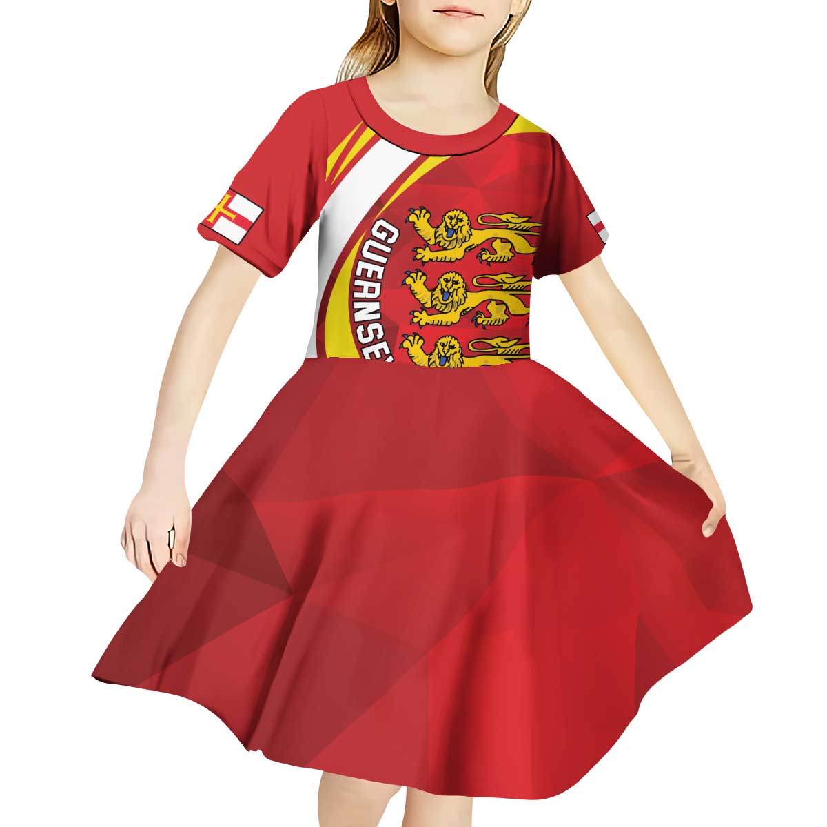 Guernsey Coat Of Arms Kid Short Sleeve Dress Sporty Style