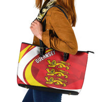Guernsey Coat Of Arms Leather Tote Bag Sporty Style