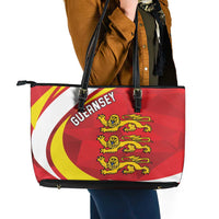 Guernsey Coat Of Arms Leather Tote Bag Sporty Style