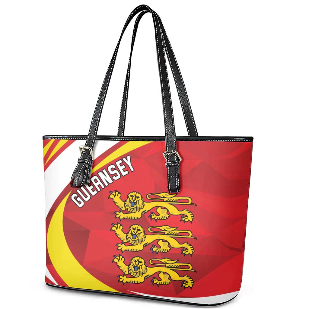 Guernsey Coat Of Arms Leather Tote Bag Sporty Style