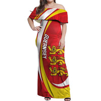 Guernsey Coat Of Arms Off Shoulder Maxi Dress Sporty Style