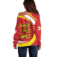 Guernsey Coat Of Arms Off Shoulder Sweater Sporty Style