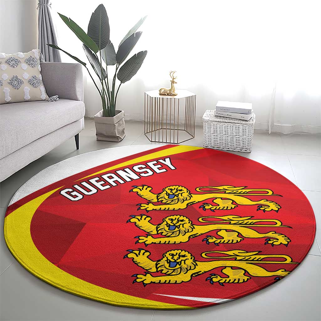 Guernsey Coat Of Arms Round Carpet Sporty Style