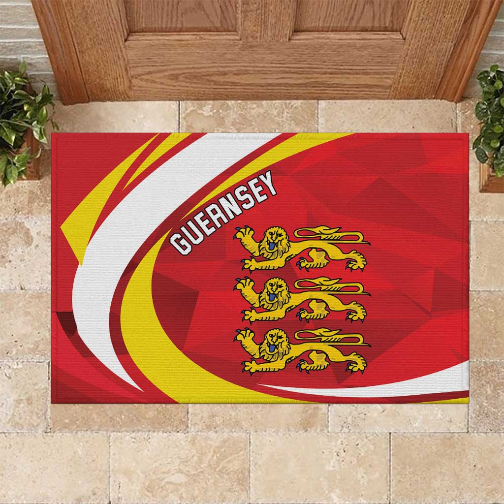 Guernsey Coat Of Arms Rubber Doormat Sporty Style