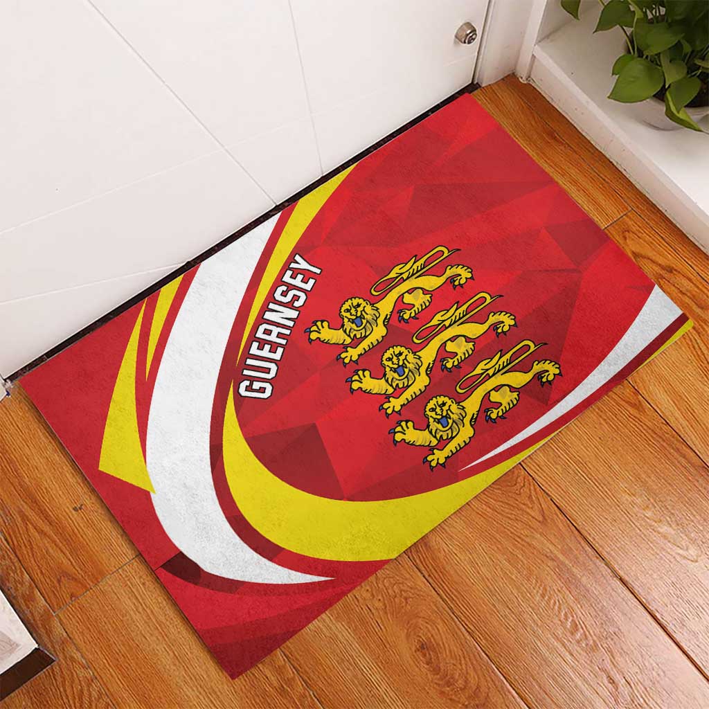 Guernsey Coat Of Arms Rubber Doormat Sporty Style