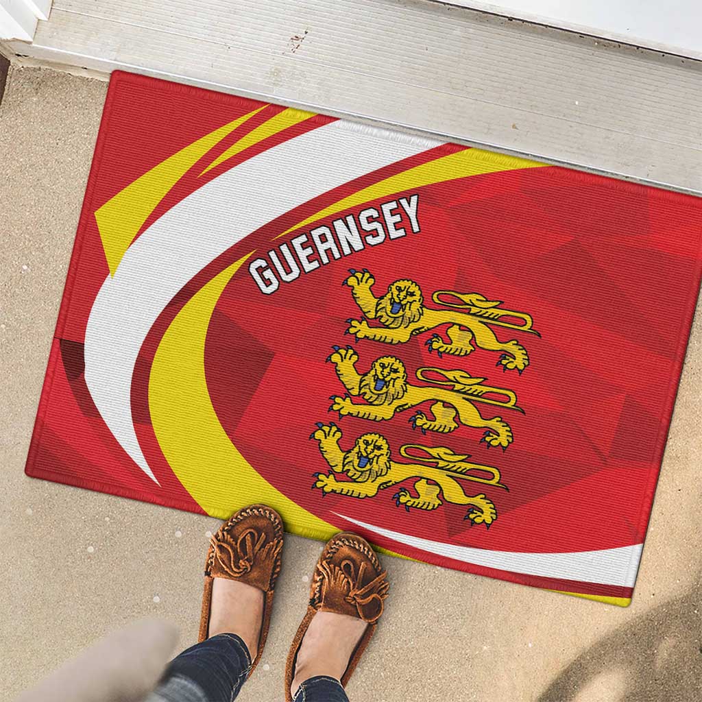 Guernsey Coat Of Arms Rubber Doormat Sporty Style