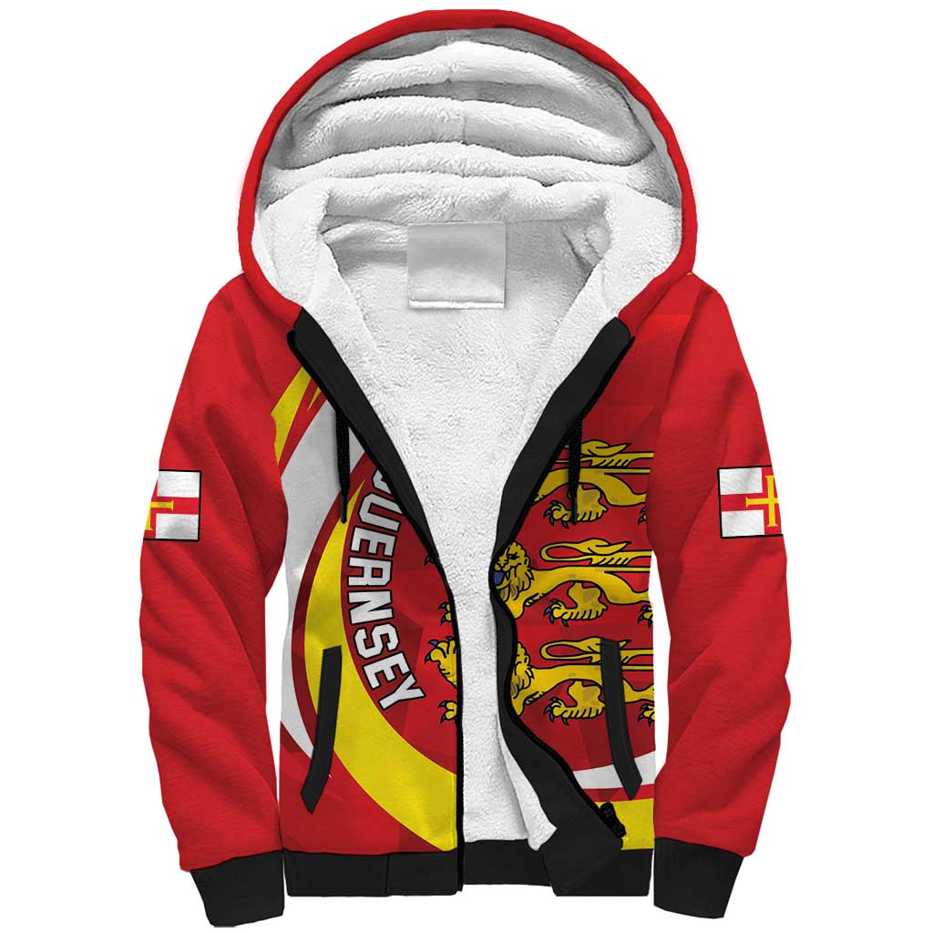 Guernsey Coat Of Arms Sherpa Hoodie Sporty Style
