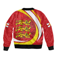 Guernsey Coat Of Arms Sleeve Zip Bomber Jacket Sporty Style