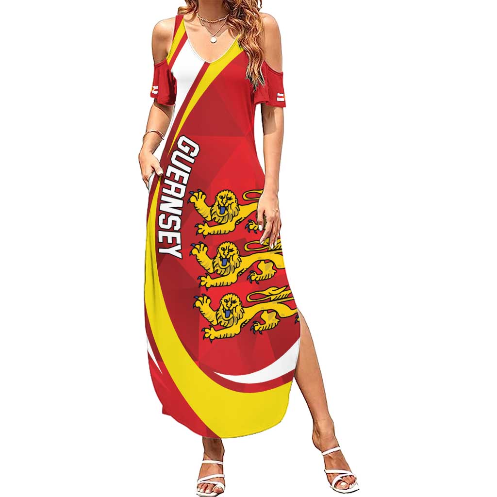 Guernsey Coat Of Arms Summer Maxi Dress Sporty Style
