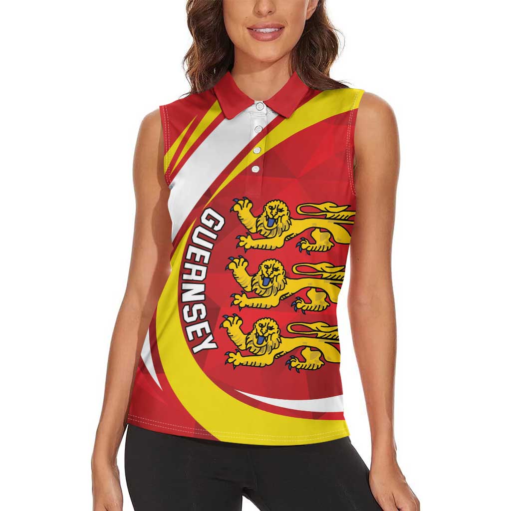 Guernsey Coat Of Arms Women Sleeveless Polo Shirt Sporty Style