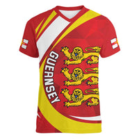 Guernsey Coat Of Arms Women V-Neck T-Shirt Sporty Style