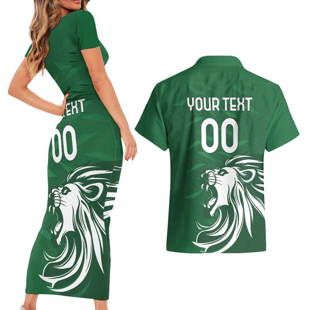 Custom Guernsey Football Couples Matching Short Sleeve Bodycon Dress and Hawaiian Shirt Go Champions