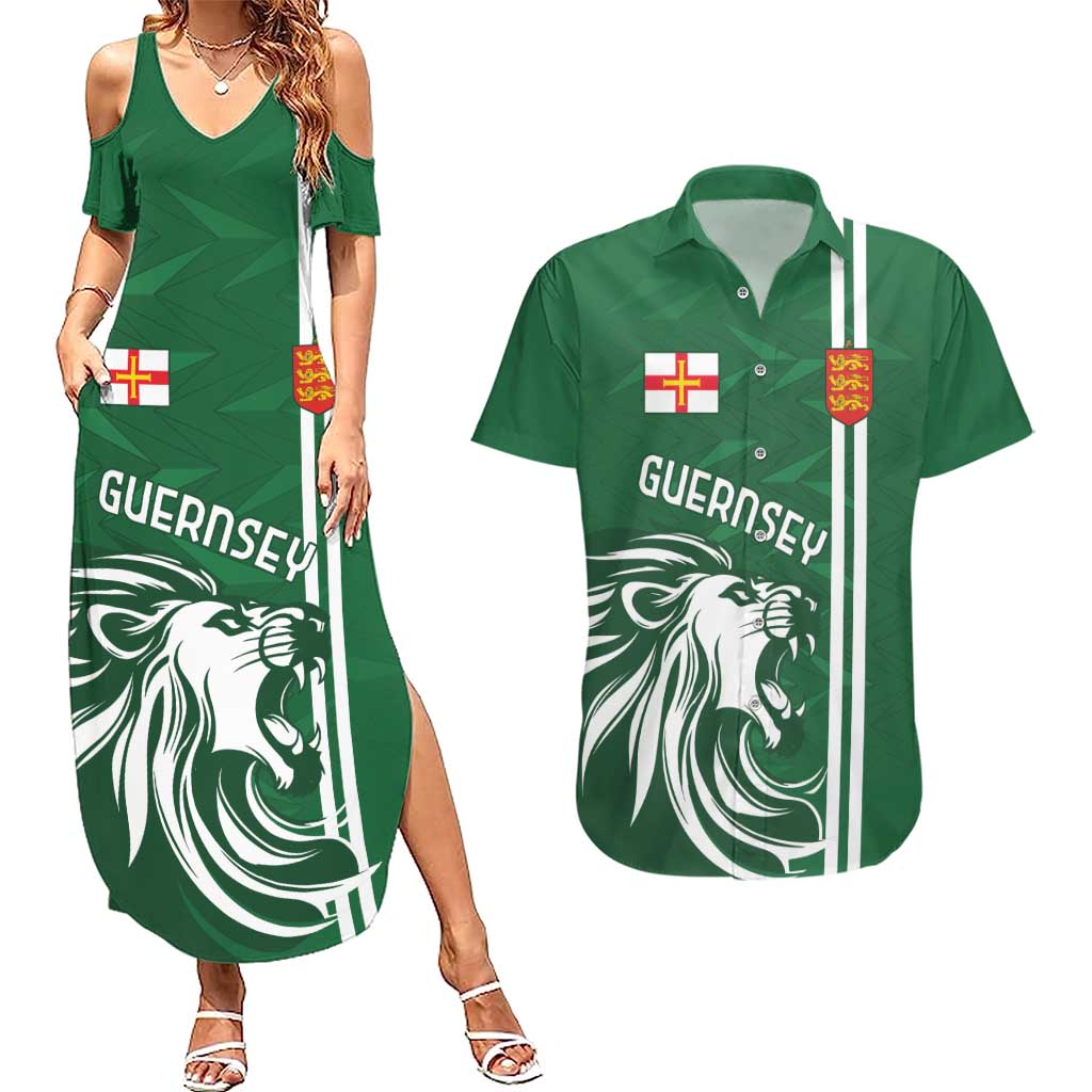 Custom Guernsey Football Couples Matching Summer Maxi Dress and Hawaiian Shirt Go Champions