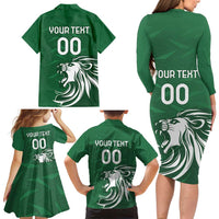 Custom Guernsey Football Family Matching Long Sleeve Bodycon Dress and Hawaiian Shirt Go Champions
