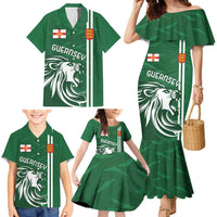 Custom Guernsey Football Family Matching Mermaid Dress and Hawaiian Shirt Go Champions