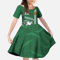 Custom Guernsey Football Family Matching Off Shoulder Maxi Dress and Hawaiian Shirt Go Champions