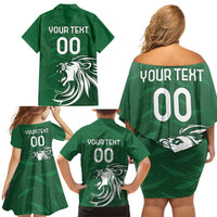 Custom Guernsey Football Family Matching Off Shoulder Short Dress and Hawaiian Shirt Go Champions