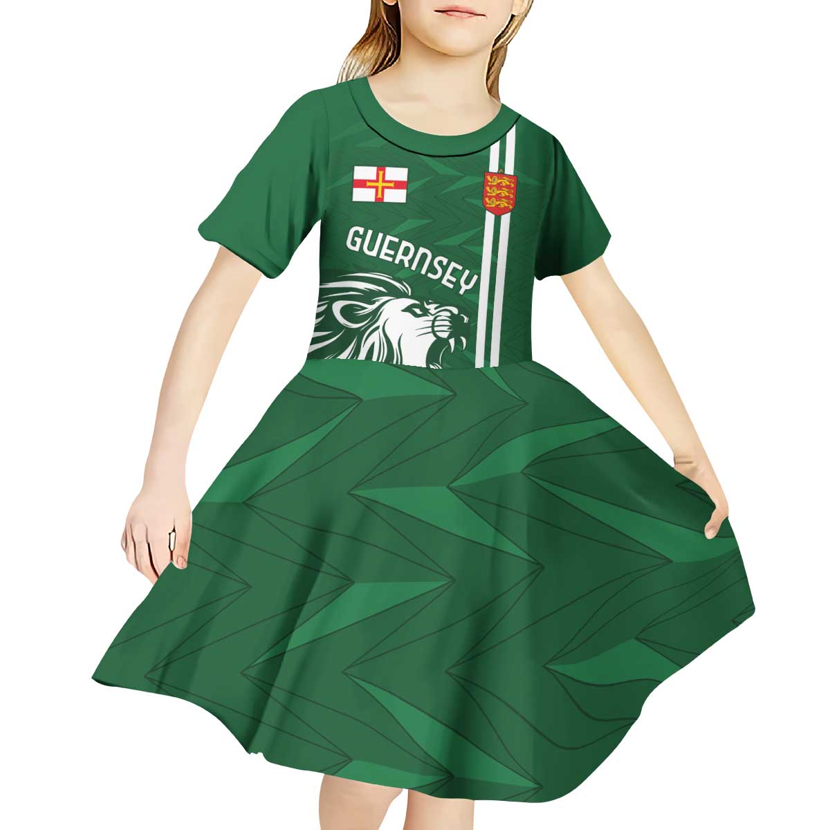 Custom Guernsey Football Kid Short Sleeve Dress Go Champions