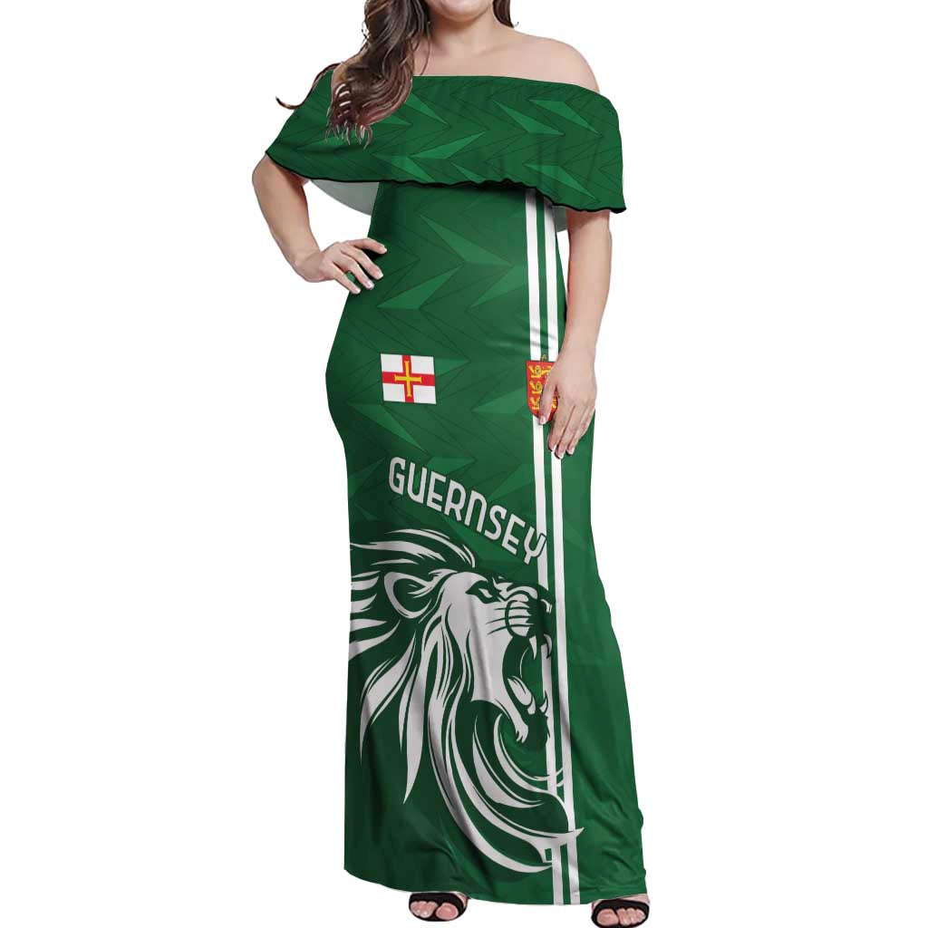 Custom Guernsey Football Off Shoulder Maxi Dress Go Champions