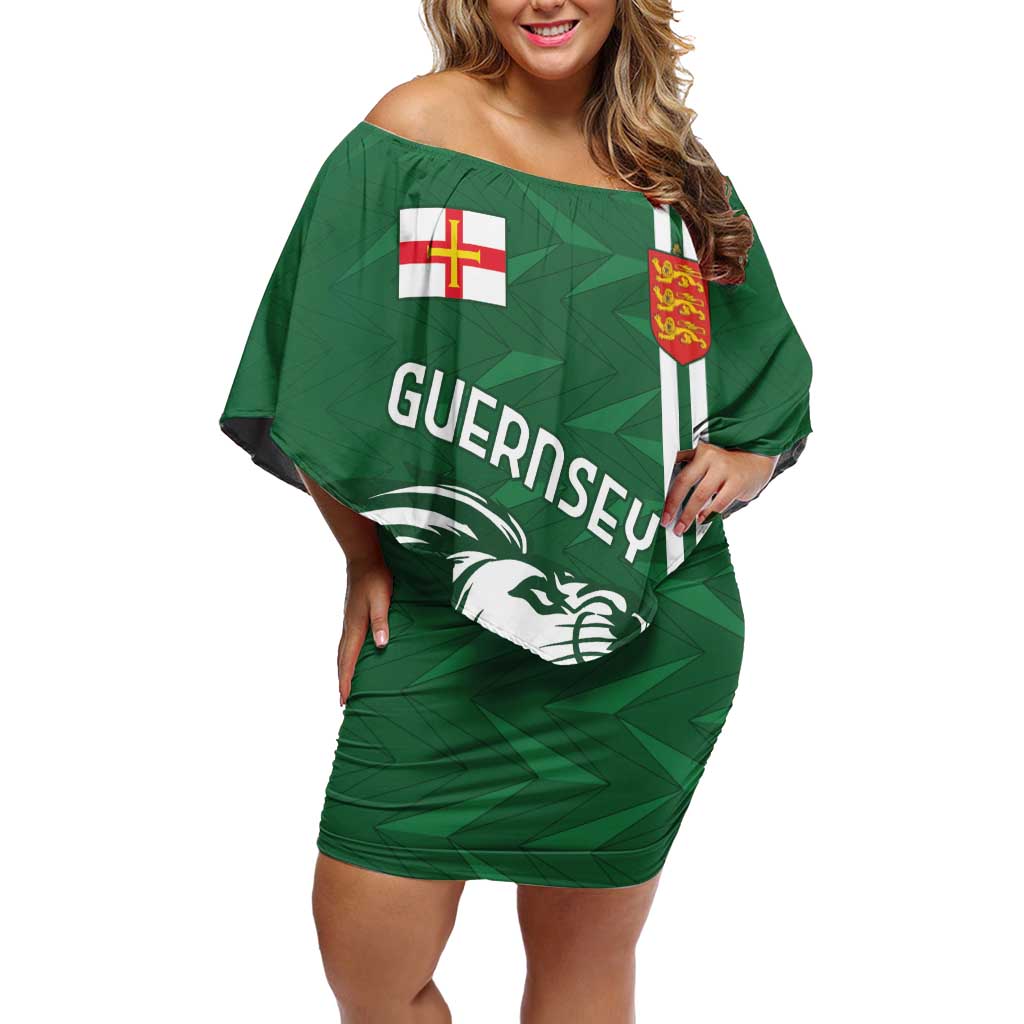 Custom Guernsey Football Off Shoulder Short Dress Go Champions