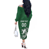 Custom Guernsey Football Off The Shoulder Long Sleeve Dress Go Champions